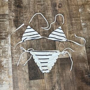 Heidi Klein White and Gold Braided Strap